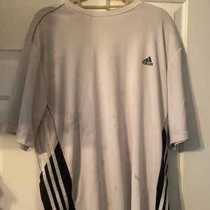 Mens 2XL Adidas White &!Black Striped Jersey Climate Control